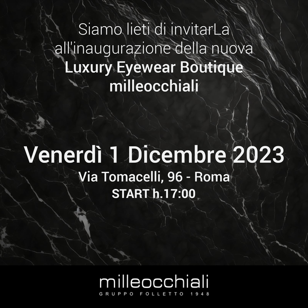 Nuova apertura per Milleocchiali: inaugura il 1 dicembre il Luxury Eyewear Boutique